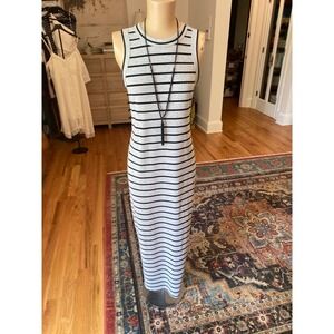 Antistar Womens Gray Black Striped Sleeveless Ribbed Maxi Dress XL AM1206